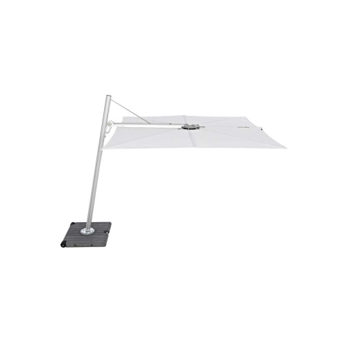 sp25100set spectra solo umbrella and paver base with white canopy side view on white background