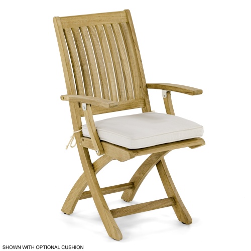 12602S Barbuda Teak Armchair with canvas color optional cushion on seat shown on white background