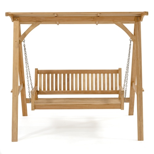 13955 veranda swinging bench with teak canopy front view on white background 