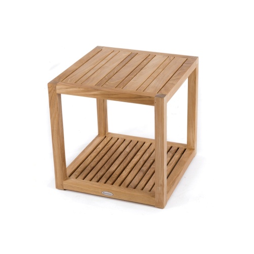 14800 maya teak square side table top angled view on white background