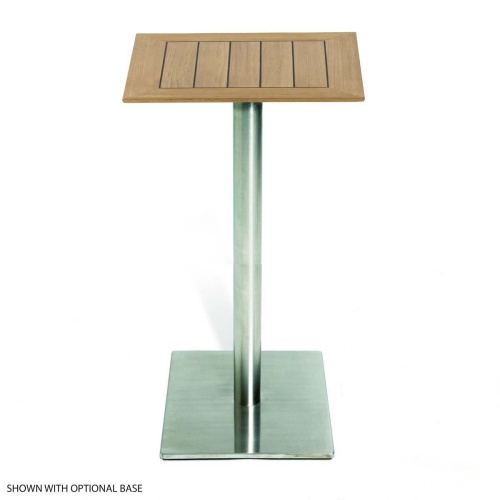 15098 Vogue 24 inch square table top and optional stainless steel table base on white background
