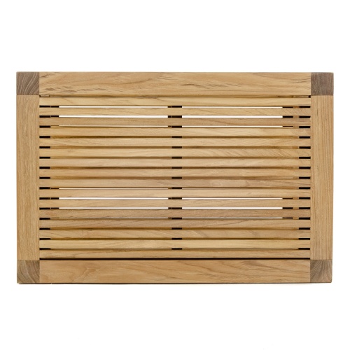 18627 teak shower bench with shelf top view on white background
