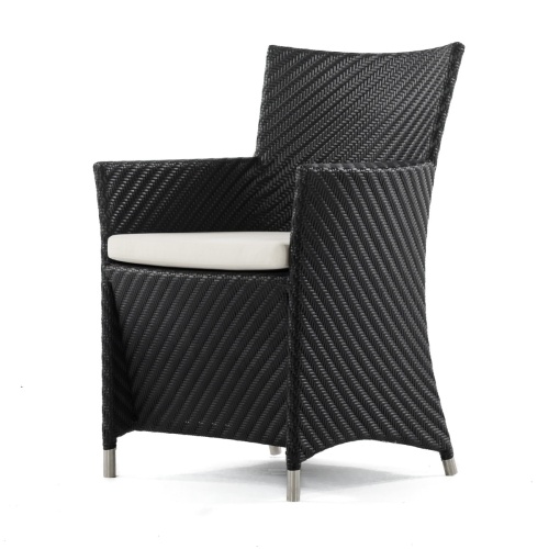 29001BKDP Valencia Black Armchair front facing angled on white background