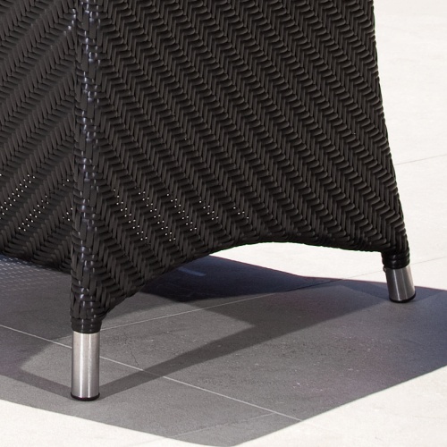 29002BKDP Valencia Black Side Chair closeup of chair legs on concrete patio