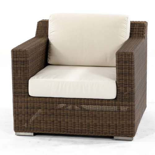 31001dp Malaga deep seat synthetic wicker armchair with cushions front facing on white background