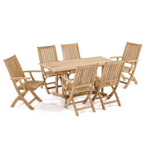 70048 Nevis Barbuda teak Dining Set angled side view in white background