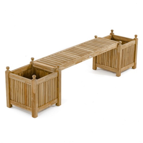 70070 Double Planter Bench Set showing two planters and one seat panel set side aerial view on white background