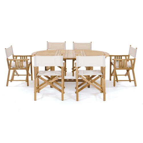 70079 Director Chair 7 piece Oval Dining Set side view on white background