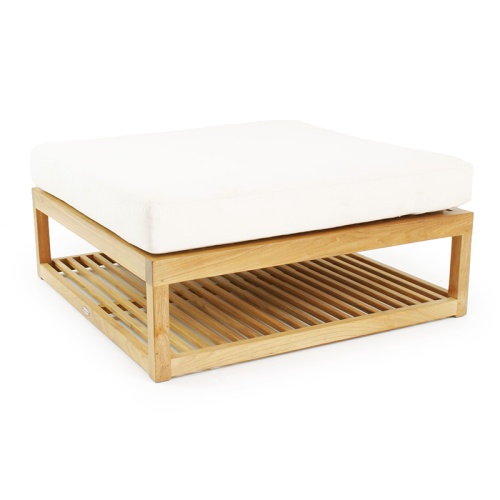 70273 maya deep seating collection teak coffee table with ottoman cushion front angle view on white background 