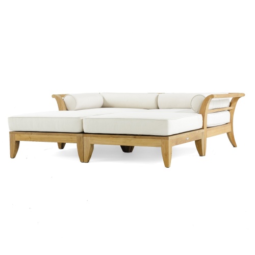 70284 aman dais four piece modular daybed set showing two corner sectionals and two ottomans with bolsters and cushions top angle view on white background 
