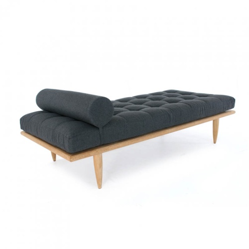 70307 Saloma Daybed with tufted cushion & headrest end angled view on white background