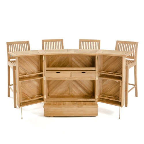 70419 Somerset 5 piece Laguna High Bar Set opened back view of interior sections on white background