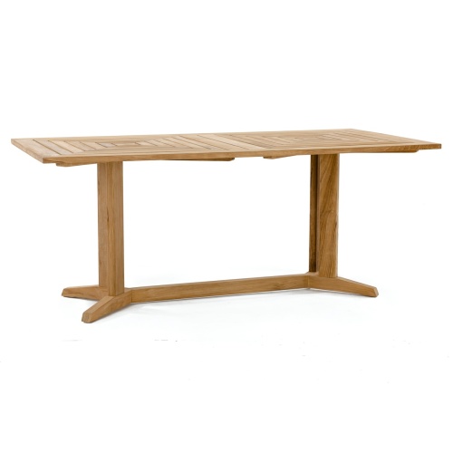 70467 Pyramid Rectangular Teak Dining Table side view on white background