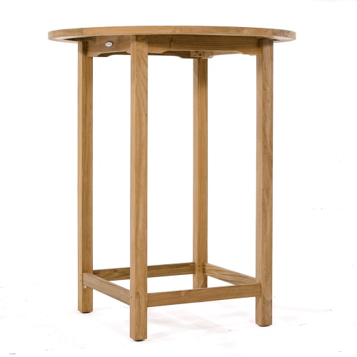 70514 Somerset 36 inch round teak bar table side view on a white background