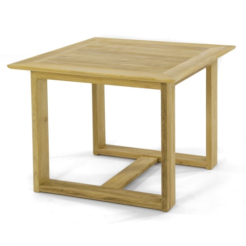 70616 Horizon teak 39 inch square table corner angled side view on white background