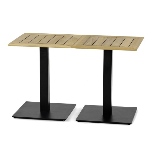 70679 Vogue 24 inch square Table Top Black Base Combo Set showing 2 together to form a rectangular table side view on white background