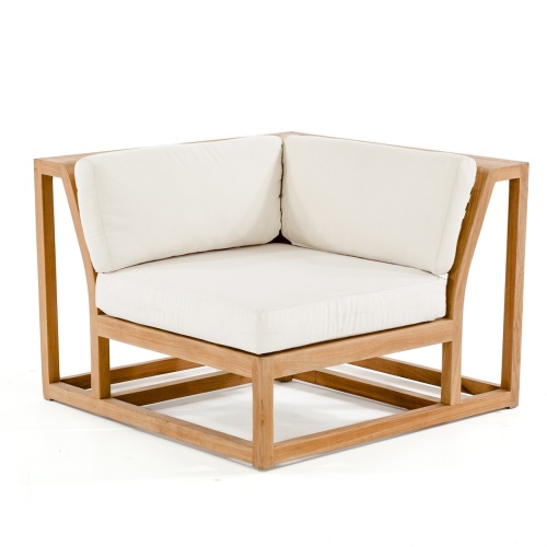 70754 maya teak corner chair with canvas cushions front view on white background
