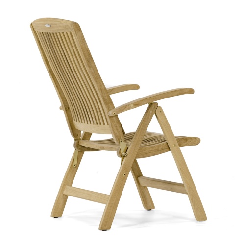 70785 Barbuda teak Reclining Chair rear angled view on white background