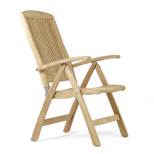 70796 teak reclining chair side angled view on white background