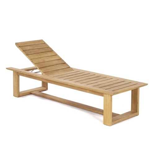 70861 Horizon teak high lounge chaise angled top view on white background