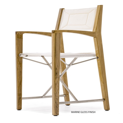 Odyssey Teak Director Chair facing left on white background facing right front