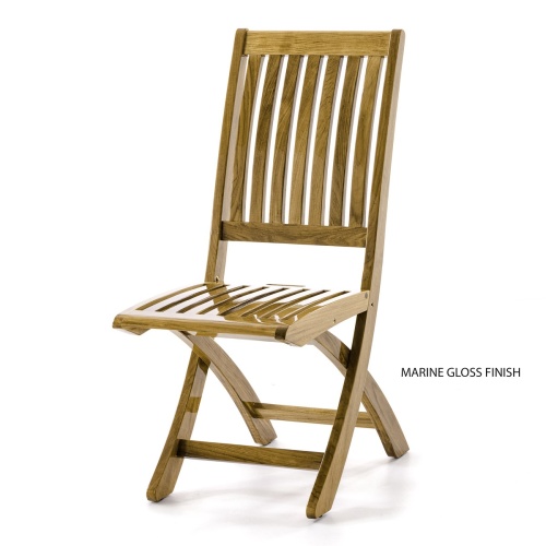 Barbuda Folding Side Chair with marine gloss finish on white background