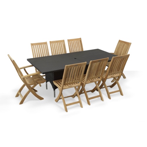 70923 Valencia Barbuda 9 piece Dining Set angled view on white background