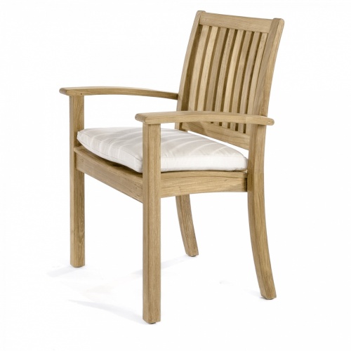 12196 sussex teak stacking armchair with optional seat cushion left angled on white background