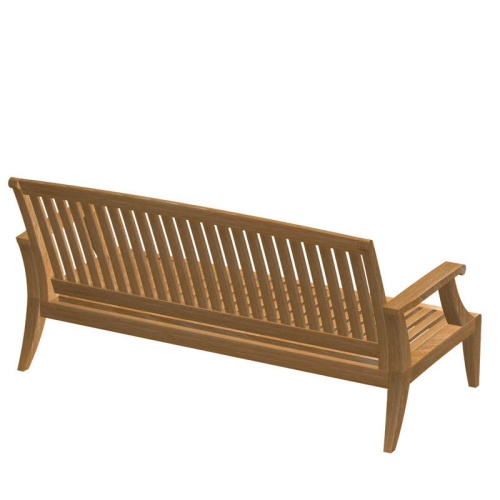 13152RF laguna teak loveseat teak frame in angled back view on white background