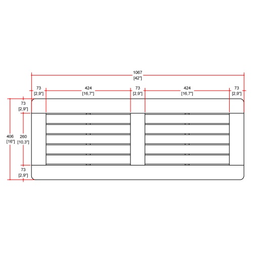 13943 Veranda 42 inch long Backless Bench autocad on white background