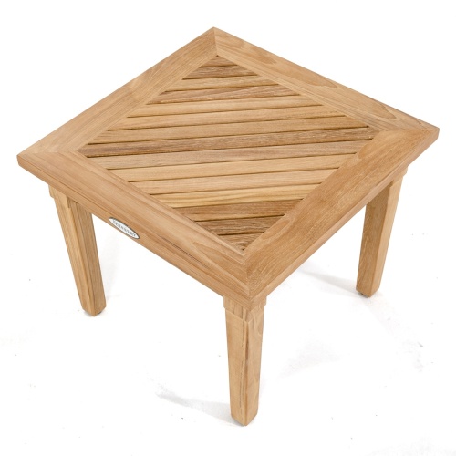 14125 Brighton Teak Side Table angled aerial view of table top on a white background