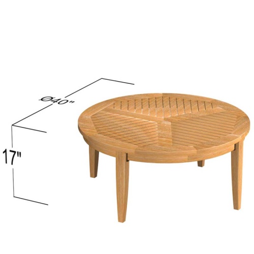 14250RF Laguna teak Round Coffee Side Table Refurbished showing autocad angled top view on white background