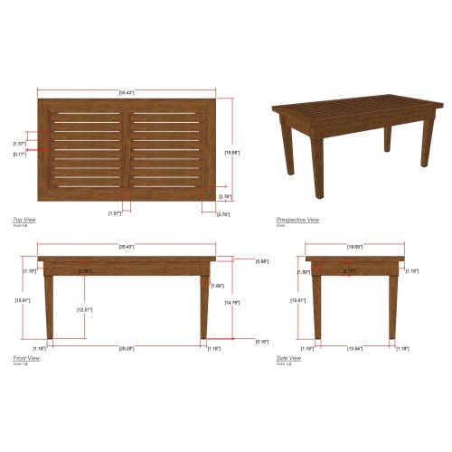 14345 veranda teak coffee table autocad on white background