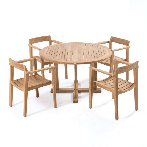 70880 Round Horizon Teak Dining Set on white background