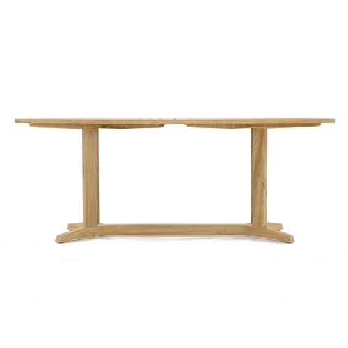 15816 Pyramid Teak 6 foot rectangular dining table end view on white background