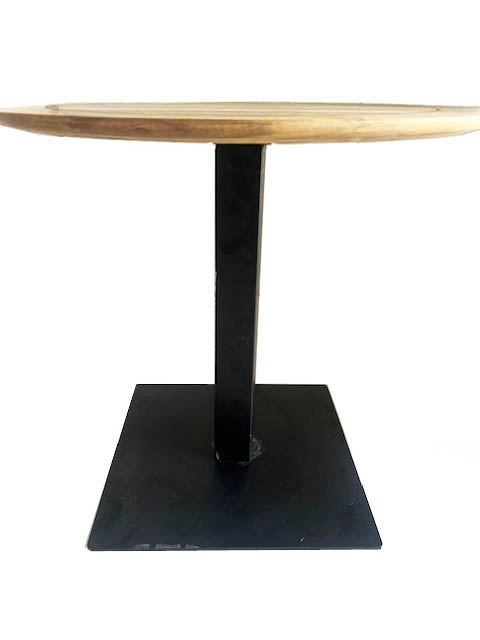 15852 Vogue 30 inch Round Table Top with optional Black Stainless Steel Base side view on white background
