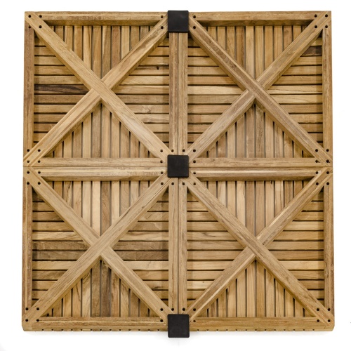 18408 diamond teak tiles one carton of four together in square back view on white background