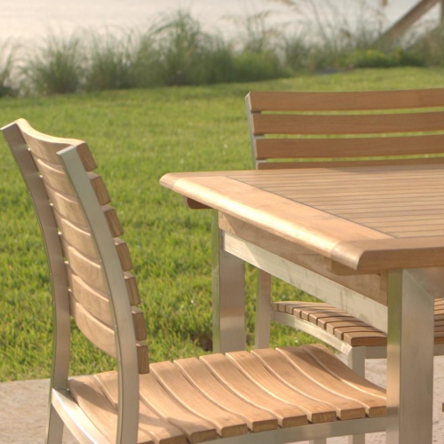 teak and stainless steel outdoor chairs