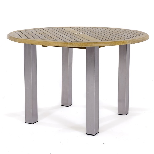 25013 Vogue 4 foot Round Teak Table side view on white background