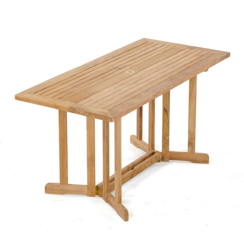 70048 Nevis Barbuda teak dining table angled end view in white background
