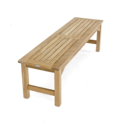 70078 Martinique teak backless bench end view on white background