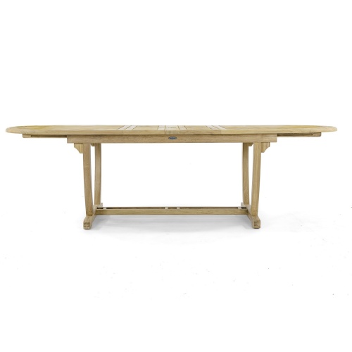 70178 Montserrat teak oval expandable dining table side profile on white background