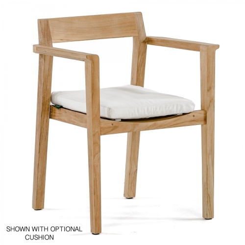 70237 Grand Horizon teak dining chair with optional seat cushion front facing view angled on white background