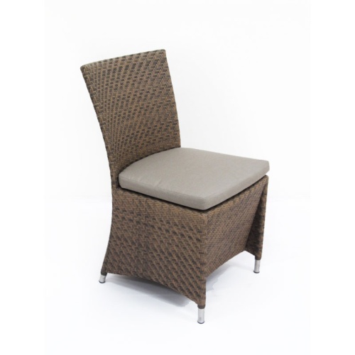70247 Valencia Summer Grass Wicker and Aluminum Side Chair and seat cushion right side angled on white background