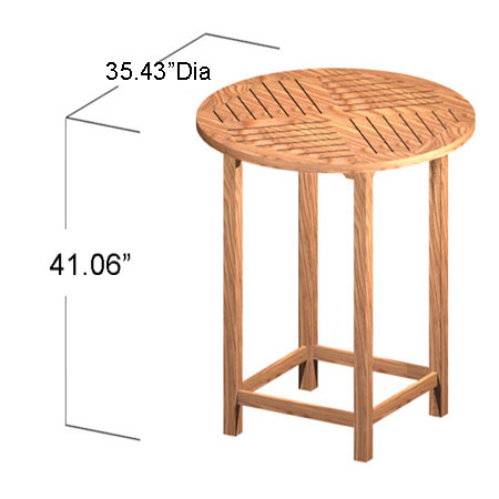 thumbnail image of 70514 Somerset 36 inch round teak bar table side view on a white background