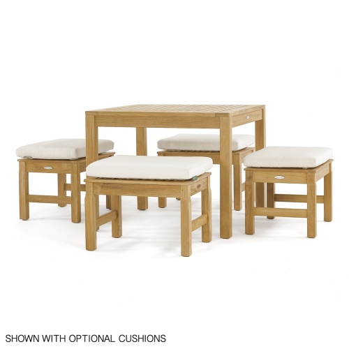 70520 Brunswick 5 piece Cafe Set side view with optional canvas color cushions on white background