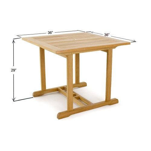 70744 Vogue 39 inch square teakwood bistro table autocad angled view on white background