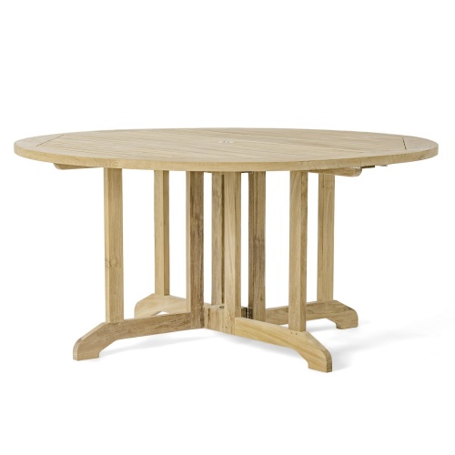 70843 Barbuda Round Wooden Drop Leaf Table side view on white background