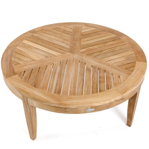 wooden outdoor coffee table round