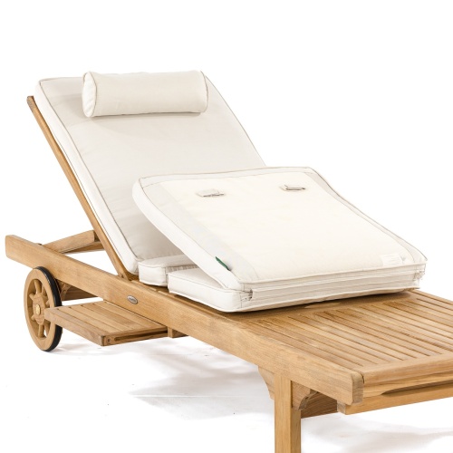 71101MTO Sunbrella Lounger Cushion in canvas color angled view showing bottom on white background
